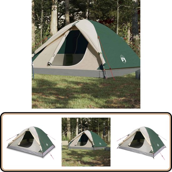 vidaXL Koepeltent 3-persoons waterdicht groen Kampeerten - Tent - Koepeltent - Campingtent - Buitenleven van VidaXL