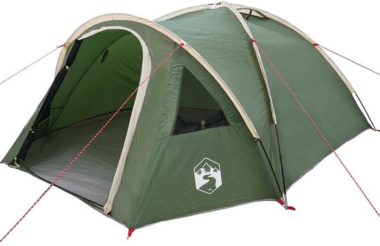vidaXL - Koepeltent - 4-persoons - 308 - x - 268 - x - 130 - cm - Waterdicht - Groen - taft
