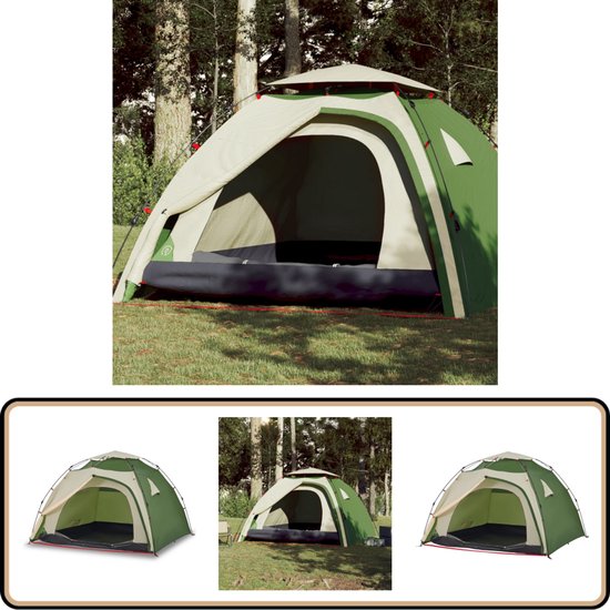 vidaXL Koepeltent 4-persoons groen met snelontgrendeling Kampeertent - Koepeltent - Tent - Camping - Outdoor van Vidaxl