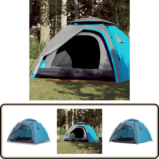 vidaXL Koepeltent 4-persoons - Snelontgrendeling - Blauw Kampeertent - Dome Tent - Koepeltent - Tent - Campingtent van Vidaxl