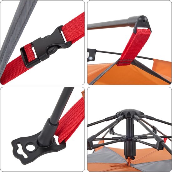 vidaXL - Koepeltent - 4-persoons - snelontgrendeling - grijs - en - oranje van vidaXL