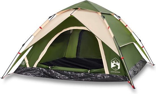 vidaXL - Koepeltent - 4-persoons - snelontgrendeling - groen van vidaXL