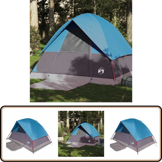 vidaXL Koepeltent - 4-Persoons - Waterdicht - Blauw Kampeerten - Tent - Koepeltent - Campingtent - Outdoor van VidaXL