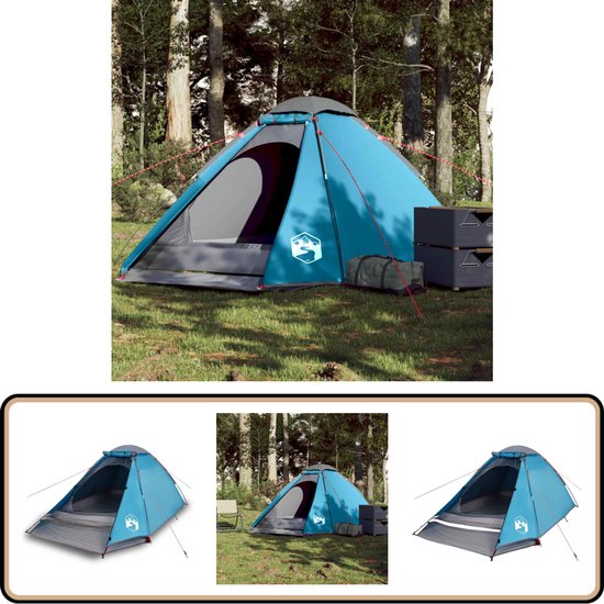 vidaXL Koepeltent - 4 Persoons - Waterdicht - Blauw Kampeertent - Tent - Koepeltent - Buitenleven - Camping van Vidaxl