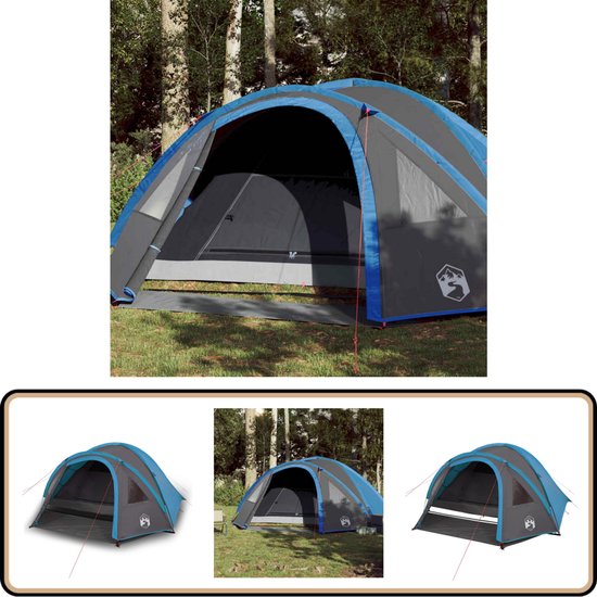 vidaXL Koepeltent 4-persoons waterdicht blauw Kampeertent - Tent - Koepeltent - Vier Persoons Tent - Waterproof Tent van Vidaxl