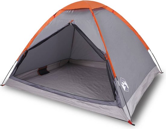 vidaXL - Koepeltent - 4-persoons - waterdicht - grijs - en - oranje van vidaXL