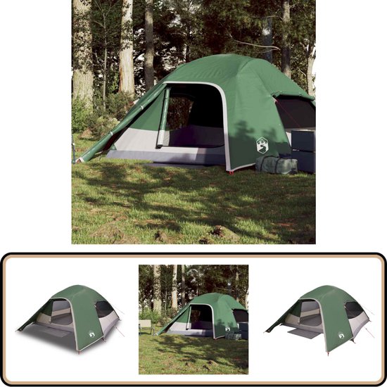 vidaXL Koepeltent 4-persoons waterdicht groen Kampeerten - Tent - Koepeltent - Campingtent - Buitenleven van VidaXL