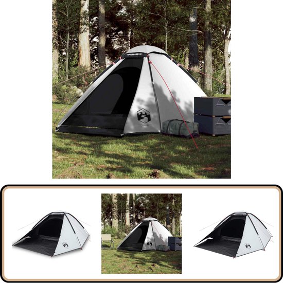 vidaXL Koepeltent - 4-persoons - Waterdicht - Wit Kampeertent - Dometent - Koepeltent - Vier Persoons Tent - Campinguitrusting van VidaXL