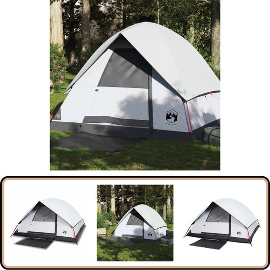 vidaXL Koepeltent - 4-persoons - Waterdicht - Wit Kampeertent - Tent Kopen - Vier Persoons Tent - Waterdichte Tent - Koepeltent van VidaXL