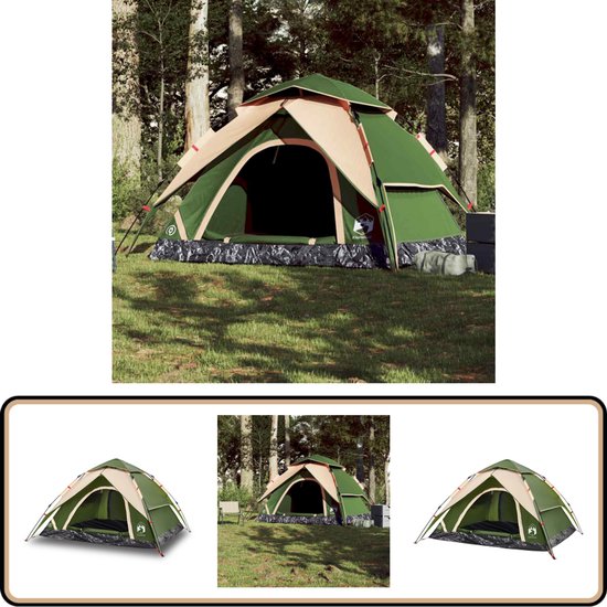 vidaXL Koepeltent - 5-Persoons - Groen - Snelopzetbaar Kampeertent - Tent - Koepeltent - Buitenleven - Camping van Vidaxl