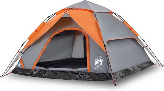 vidaXL - Koepeltent - 5-persoons - snelontgrendeling - grijs - en - oranje van vidaXL