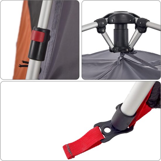 vidaXL - Koepeltent - 6-persoons - snelontgrendeling - grijs - en - oranje van vidaXL