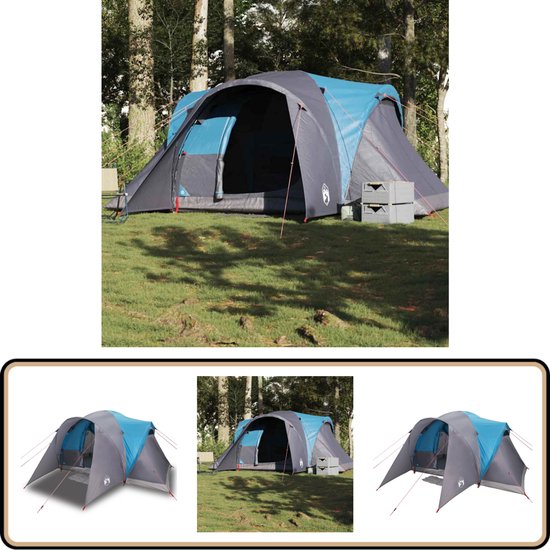 vidaXL Koepeltent - 6-persoons - Waterdicht - Blauw Kampeer Tent - Tent Kopen - Familie Tent - Zes Persoons Tent - Waterdicht Tent van VidaXL