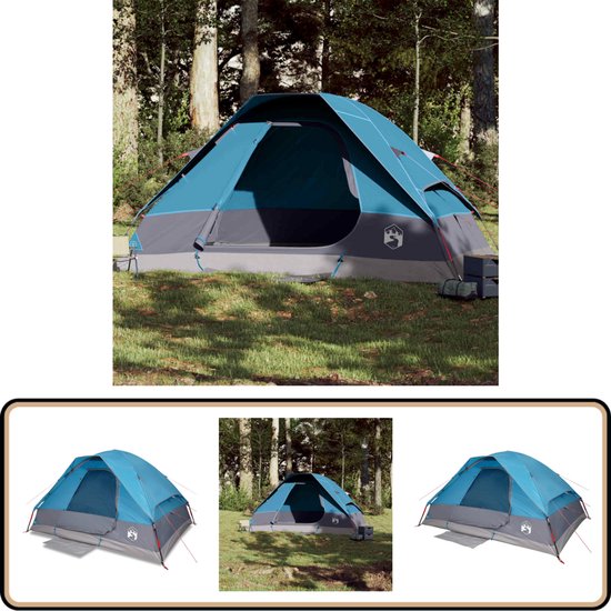 vidaXL Koepeltent - 6-Persoons - Waterdicht - Blauw Kampeerten - Koepeltent - Familietent - Tent - Outdoorleven van VidaXL