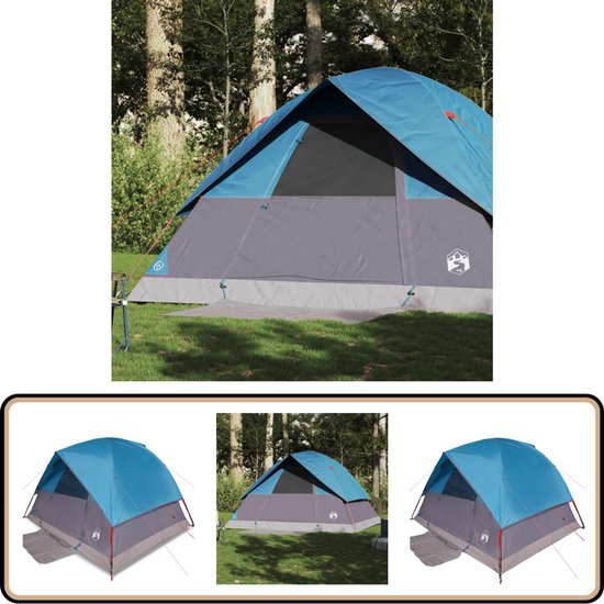 vidaXL Koepeltent 6-persoons waterdicht blauw Kampeerten - Tent - Koepeltent - Familietent - Buitentent van Vidaxl
