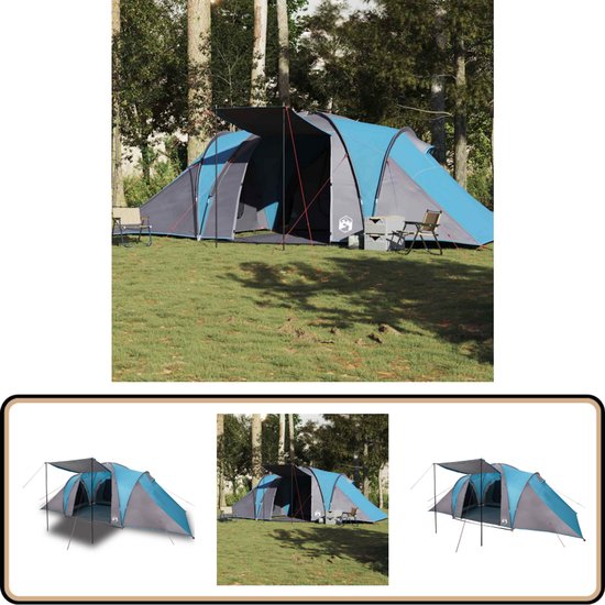 vidaXL Koepeltent - 6-persoons - Waterdicht - Blauw Kampeervakantie - Tent Kopen - Familie Tent - Koepeltent - Zes Persoons Tent van Vidaxl