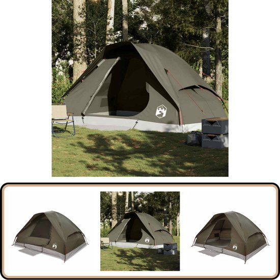 vidaXL Koepeltent 6-persoons waterdicht bruin Kampeer Tent - Tent - Koepeltent - Familie Tent - 6 Persoons Tent van VidaXL