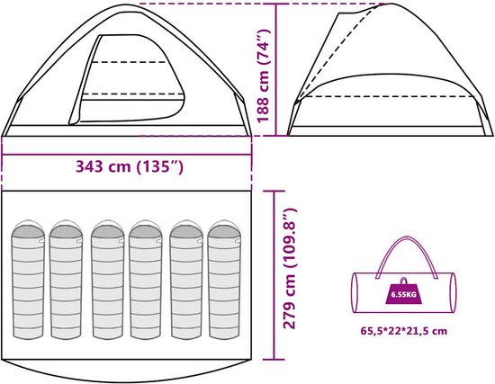 vidaXL - Koepeltent - 6-persoons - waterdicht - bruin van vidaXL