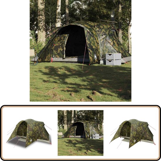 vidaXL Koepeltent 6-persoons waterdicht camouflage Kampeer Tent - Koepeltent - Tent 6 Persoons - Camping Tent - Waterproof Tent van Vidaxl