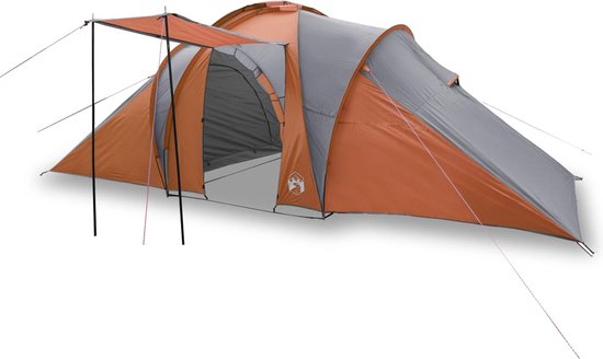 vidaXL - Koepeltent - 6-persoons - waterdicht - grijs - en - oranje van Vidaxl