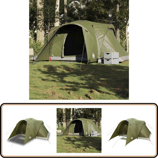 vidaXL Koepeltent 6-persoons waterdicht groen Kampeer Tent - Tent Kopen - Familie Tent - Buitenleven - Vakantiehuis van Vidaxl