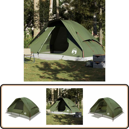 vidaXL Koepeltent - 6-persoons - Waterdicht - Olijfgroen Kampeertent - Koepeltent - Familietent - Tent Groen - Buitenleven van VidaXL