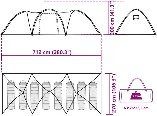 vidaXL - Koepeltent - 8-persoons - waterdicht - groen van VidaXL