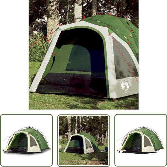 vidaXL Koepeltent - Kampeer Tent - Koepeltent 3-persoons snelontgrendeling groen - Campingtent - Groene Tent - 3 Persoons Tent van Merkloos