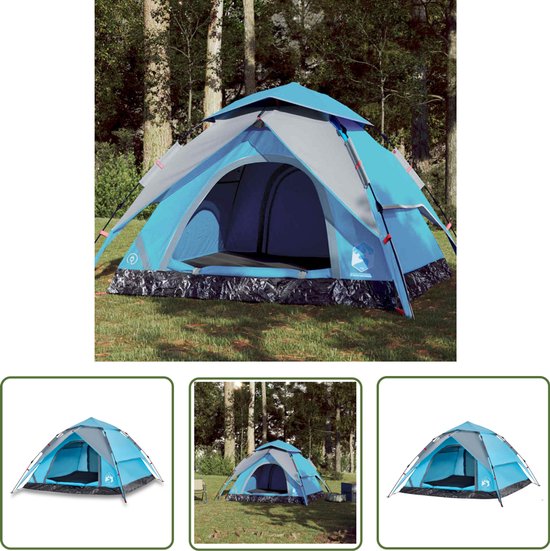 vidaXL Koepeltent - Kampeer Tent - Koepeltent 4-persoons snelontgrendeling blauw - Familietent - Buitenleven - Campingtent van Vidaxl