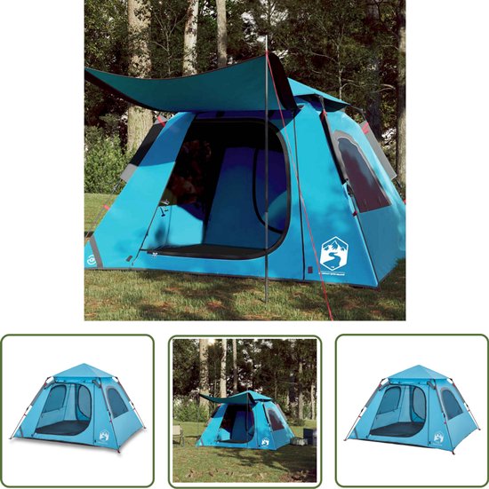 vidaXL Koepeltent - Kampeer Tent - Koepeltent 4-persoons snelontgrendeling blauw - Tent 4 Persoons - Campingtent - Reis Tent van VidaXL