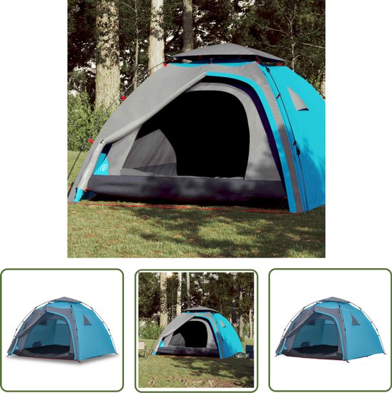 vidaXL Koepeltent - Kampeer Tent - Koepeltent 4-persoons snelontgrendeling blauw - Tent Blauwe Kleur - Vier Persoons Tent - Campingtent van Merkloos