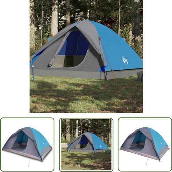 vidaXL Koepeltent - Kampeer Tent - Koepeltent 6-persoons waterdicht blauw - Tent 6 Persoons - Blauwe Tent - Waterdichte Tent van Merkloos