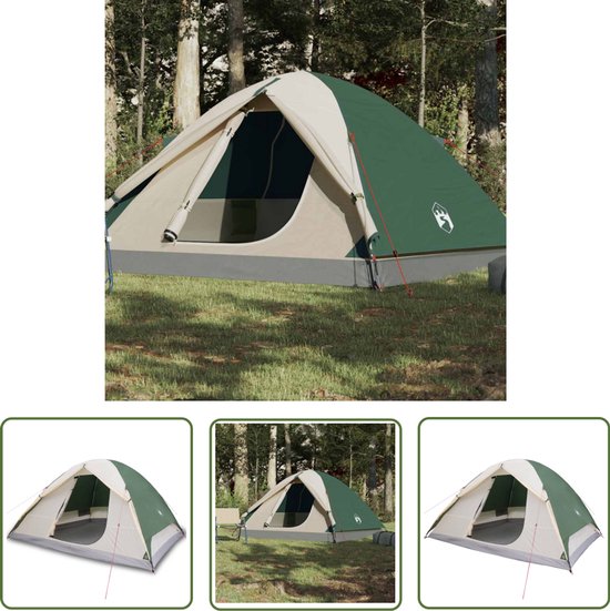vidaXL Koepeltent - Kampeer Tent - Koepeltent 6-persoons waterdicht groen - Tent 6 Persoons - Groene Tent - Waterdichte Tent van VidaXL