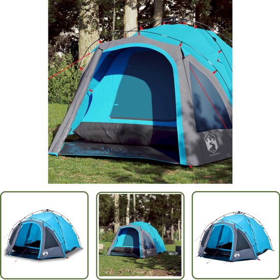 vidaXL Koepeltent - Kampeerten - Koepeltent 3-persoons snelontgrendeling blauw - Tent - Buitenleven - Campingtent van VidaXL