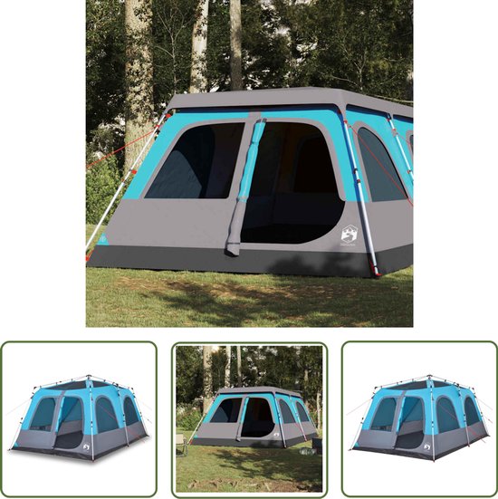 vidaXL Koepeltent - Kampeerten - Koepeltent 8-persoons snelontgrendeling blauw - Familietent - Blauwe Tent - Tent 8 Persoons van VidaXL