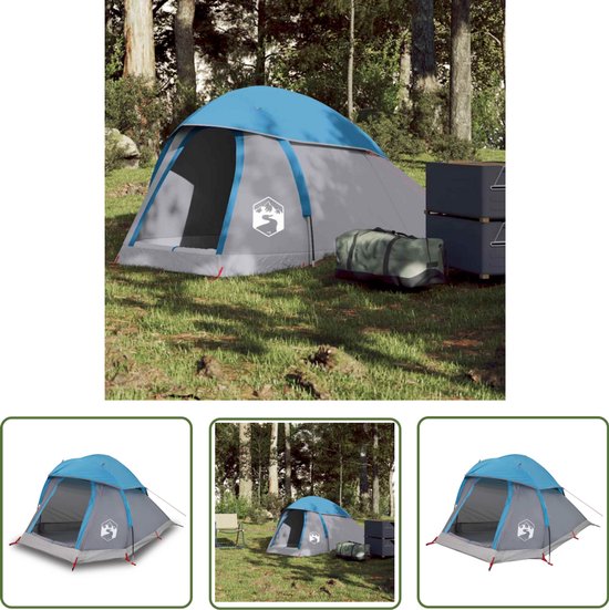 vidaXL Koepeltent - Kampeertent - Koepeltent 1-persoons waterdicht blauw - 1 Persoons Tent - Blauwe Tent - Waterdichte Tent van VidaXL