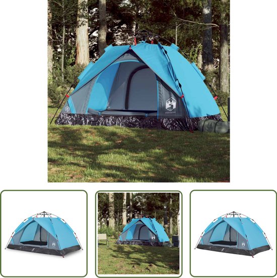 vidaXL Koepeltent - Kampeertent - Koepeltent 2-persoons snelontgrendeling blauw - Tweepersoons Tent - Tent Blauw - Reis Tent van Merkloos