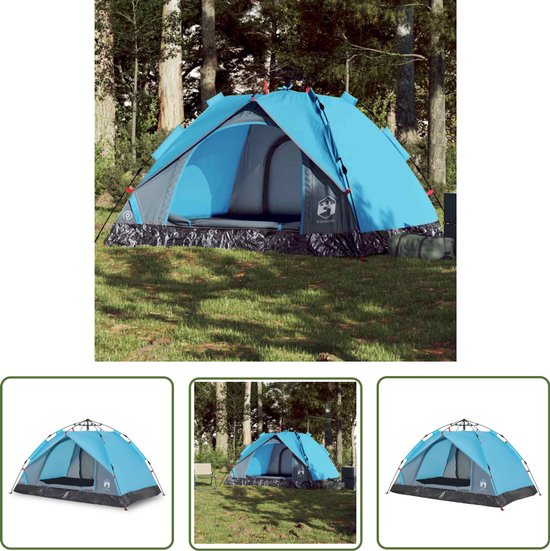 vidaXL Koepeltent - Kampeertent - Koepeltent 3-persoons snelontgrendeling blauw - Tent - Buitenleven - Vakantie van VidaXL