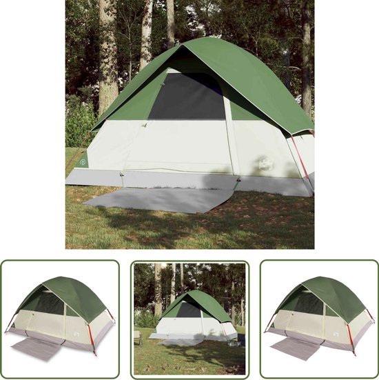 vidaXL Koepeltent - Kampeertent - Koepeltent 3-persoons waterdicht groen - 3 Persoons Tent - Groene Tent - Waterdichte Tent van Merkloos