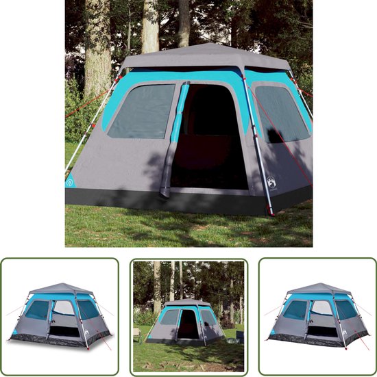 vidaXL Koepeltent - Kampeertent - Koepeltent 4-persoons snelontgrendeling blauw - Tent - Blauwe Tent - Vier Persoons Tent van VidaXL