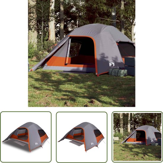 vidaXL Koepeltent - Kampeertent - Koepeltent 4-persoons waterdicht grijs - Tent - Buitenleven - Campingtent van Merkloos