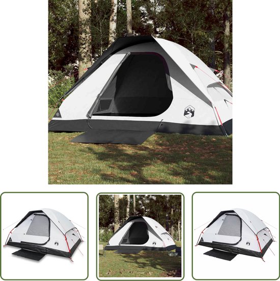 vidaXL Koepeltent - Kampeertent - Koepeltent 4-persoons waterdicht verduisterend stof wit - Vier Persoons Tent - Campingtent - Outdoor Tent van VidaXL