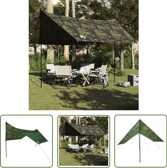 vidaXL Luifel - Kampeerluifel - Kampeerluifel waterdicht 462x306x211 cm camouflage - Campingtent - Waterproof - Waterdicht van Merkloos