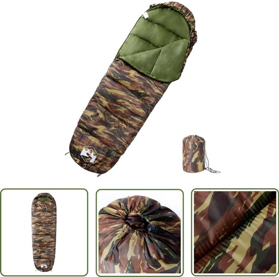 vidaXL Mummieslaapzak - Slaapzak - Slaapzak mummie voor volwassenen 3 seizoenen - Campingspullen - Outdoor Spullen - Reisaccessoires van Merkloos