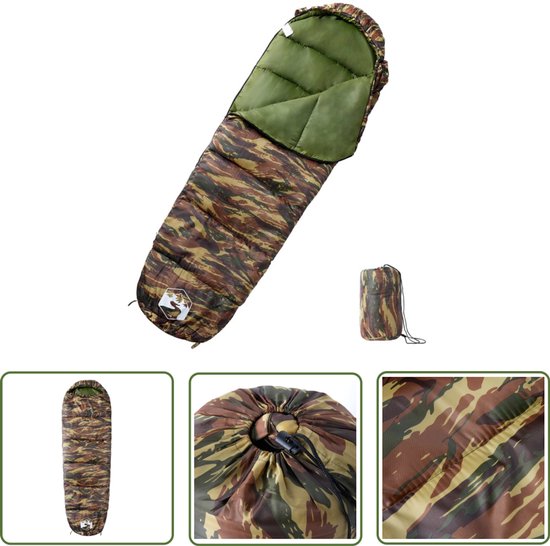 vidaXL Mummieslaapzak - Slaapzak - Slaapzak mummie voor volwassenen camping 3 seizoenen - Kampeeruitrusting - Campingaccessoires - Winterjas van VidaXL