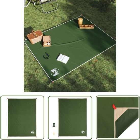 vidaXL Picknickdekent - Picknickkleed - Picknickkleed met haringen 205x155 cm groen - Buitendak - Campingaccessoires - Strandlaken van Merkloos