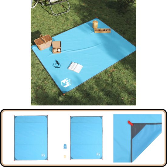 vidaXL Picknickkleed - 205x155 cm - Blauw Picknickkleed - Strandlaken - Buitendeken - Campingaccessoires - Waterproof Dekentje van Vidaxl