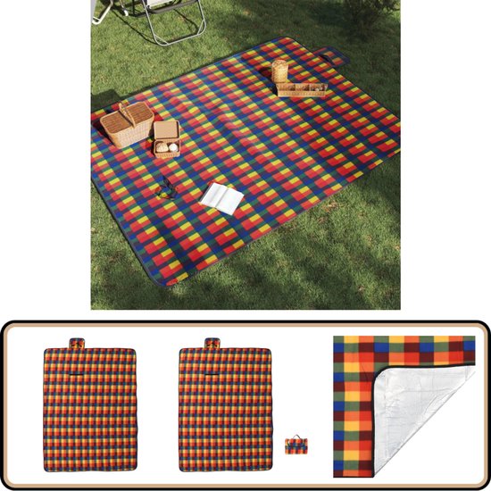 vidaXL Picknickkleed - Fluweel - 200x150 cm - Geruit Picknickdekentje - Picknicklaken - Buitendeken - Campingaccessoires - Outdoor Accessoires van Vidaxl
