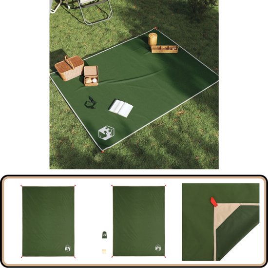 vidaXL Picknickkleed Groen 205x155cm met Haringen Picknickkleed - Picknick Dekentje - Buitenspeelplezier - Camping Accessoires - Regenproof van Vidaxl