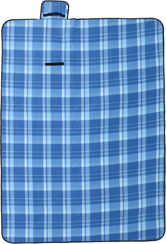 vidaXL - Picknickkleed - opvouwbaar - geruit - 200x150 - cm - fluweel - blauw van vidaXL